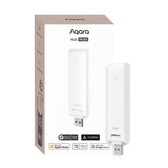 Aqara Concentrateur Intelligent M100 pour l'Automatisation Domestique, Contrôleur Matter, Routeur à Bordure de Fils, Doté d'Aqara Zigbee (Pas Tiers), Wi-Fi, Prend en Charge