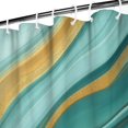 thumbnail image 3 of Teal Marble Gold Wave Pattern Shower Curtain 36"x72" ,Bathroom Decorative Shower Curtains Set with 12 Hooks,Modern Waterproof Washable Shower Curtain, 3 of 6