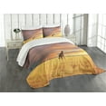 thumbnail image 3 of Ambesonne Giraffe Quilted Bedspread Set 3 Pcs, Wildlife, Queen Size, Yellow and Peach, 3 of 5