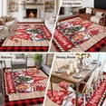 thumbnail image 5 of Christmas Area Rugs 5'x7', Washable Small Throw Rugs for Laundry Room Playroom, Gnomes Poinsettia Wooden Grain Red Black Plaid Indoor Outdoor Rug Non-Slip Low Pile Carpet Runner Reversible Floor Mats, 5 of 8
