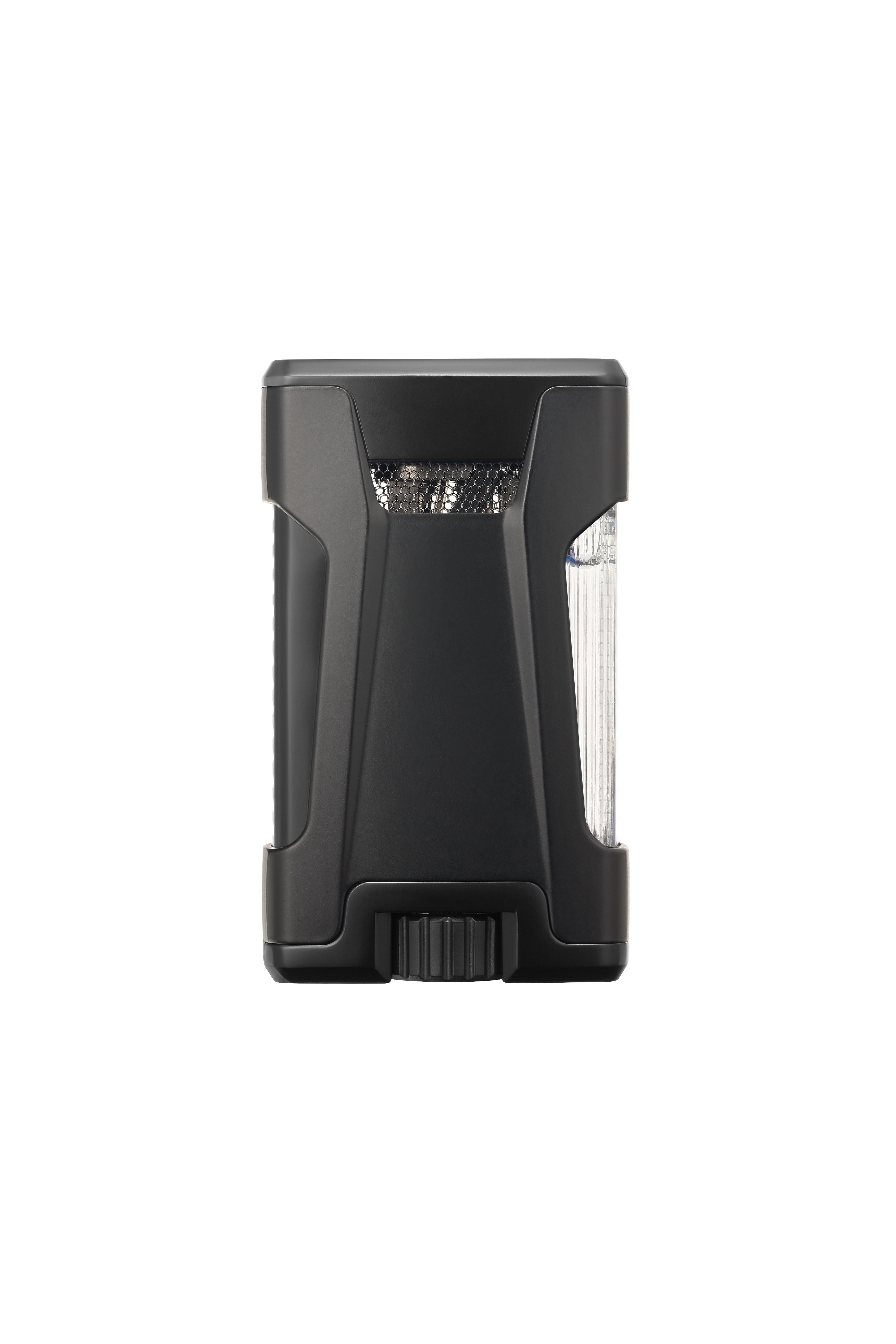 Colibri Rebel Double Jet Flame Butane Lighter, Windproof & Refillable, Cigar Enthusiast's Choice with Blue Fuel Window and Adjustable Flame (Matte Black + Black)