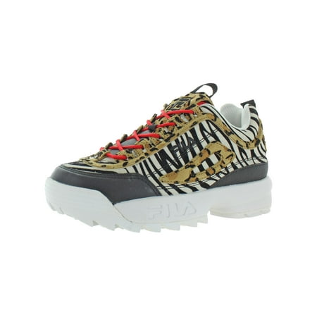 Fila Womens Disruptor II Animal Trainers Leopard Sneakers B/W 5 Medium (B,M)