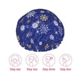thumbnail image 5 of Kdxio Golden Snowflakes Royal Blue Print Shower Cap for Women,Elastic and Reusable,Double Waterproof Layers Bathing Hat, 5 of 6