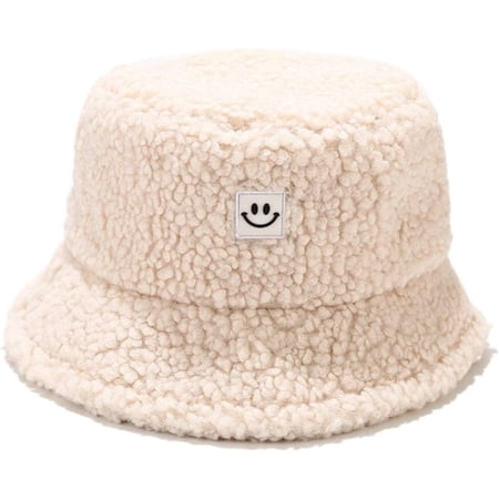 Autumn and Winter hat Men's and Women's New Lamb Fur Smiley face Bucket