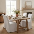 thumbnail image 4 of Dayalane 63" Farmhouse Dining Table Set for 4, Solid Wood Kitchen Table Set with Linen High Back Slipcovered Parsons Dining Chairs for Kitchen Dining Restaurant, 4 Beige Chairs & 1 Walnutl Table, 4 of 8