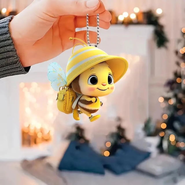 Bumblebee Car Air Freshener Pendant - Acrylic Automotive Decor for Rearview Mirror, Cute Insect Ornament, Interior Accessory, Road Trip Gift for Drivers