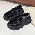 thumbnail image 3 of Girls Platform Loafers Slip On Chunky Shoes with Non-Slip Sole Round Toe School Uniform Dress Shoes Dark Gray 28, 3 of 6