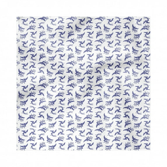 Phoenix Decorative Napkins Set of 4, Oriental Bird Exotic Rebirth Creature Motif, Silky Satin Fabric for Brunch Dinner Party, 18", Dark Blue and White, by Ambesonne