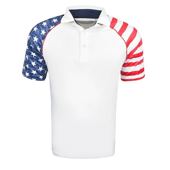 Snake Eyes Golf USA Print Polo White/Blue/Red Small