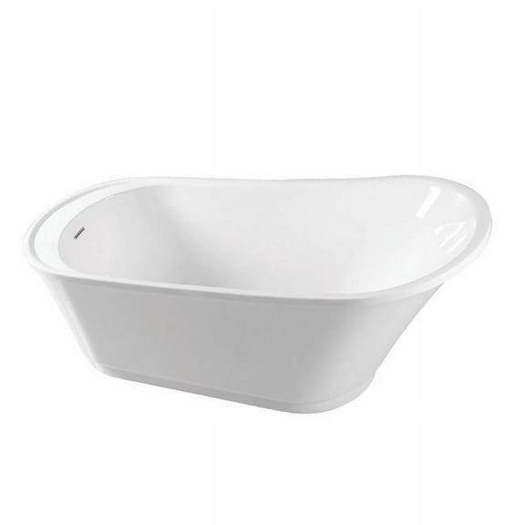 Kingston Brass VTRS592826 60-Inch Acrylic Oval Single Slipper Freestanding Tub with Drain in Glossy White