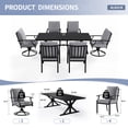 thumbnail image 4 of ALAULM 7 Pieces Patio Dining Set Outdoor Furniture with 2 Swivel Chairs and 4 Fixed Chairs, Large Table with Umbrella Cutout for Backyard, Grey, 4 of 9