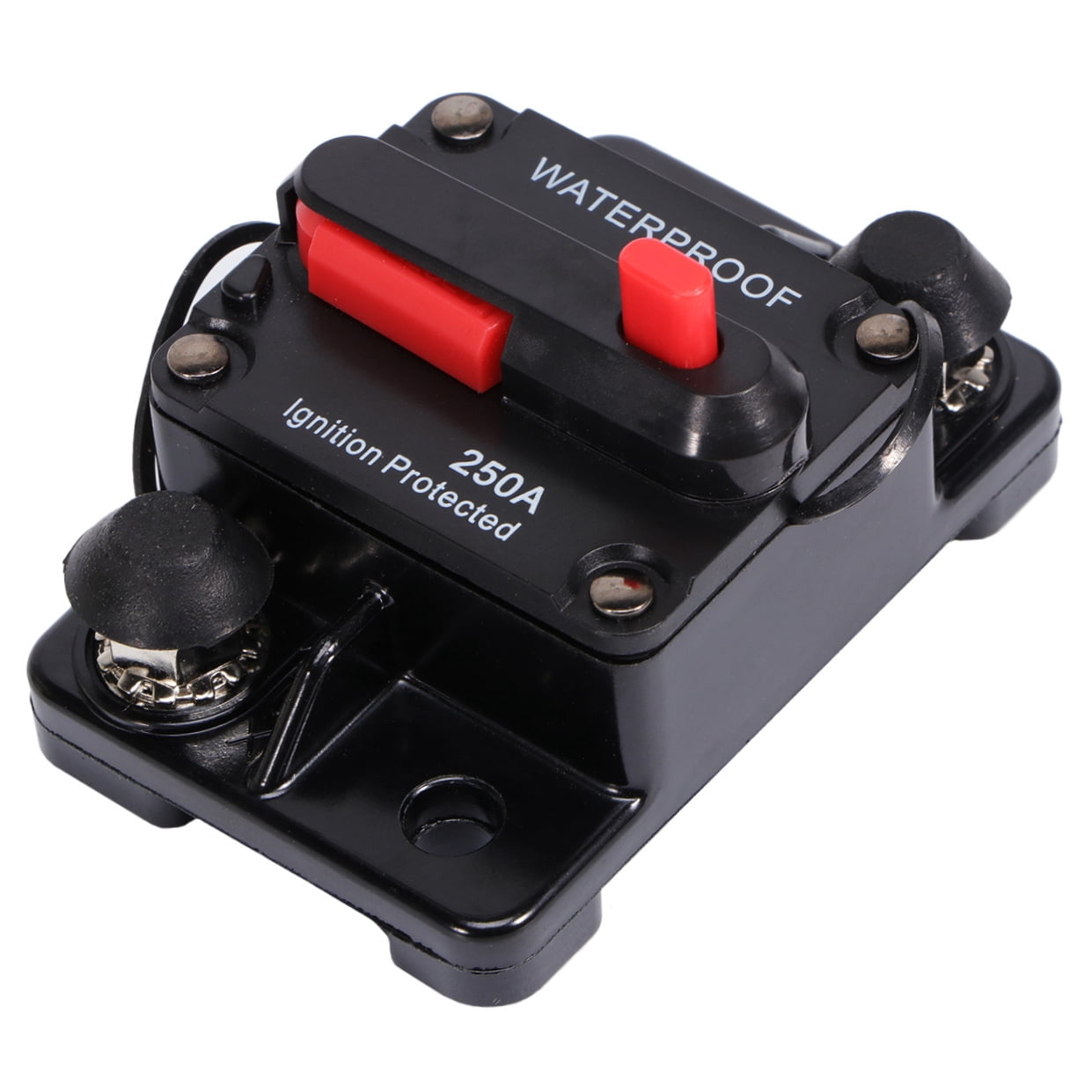 WHAMVOX 250A Waterproof High Amp Manual Reset Dual Circuit Breaker with (Black)