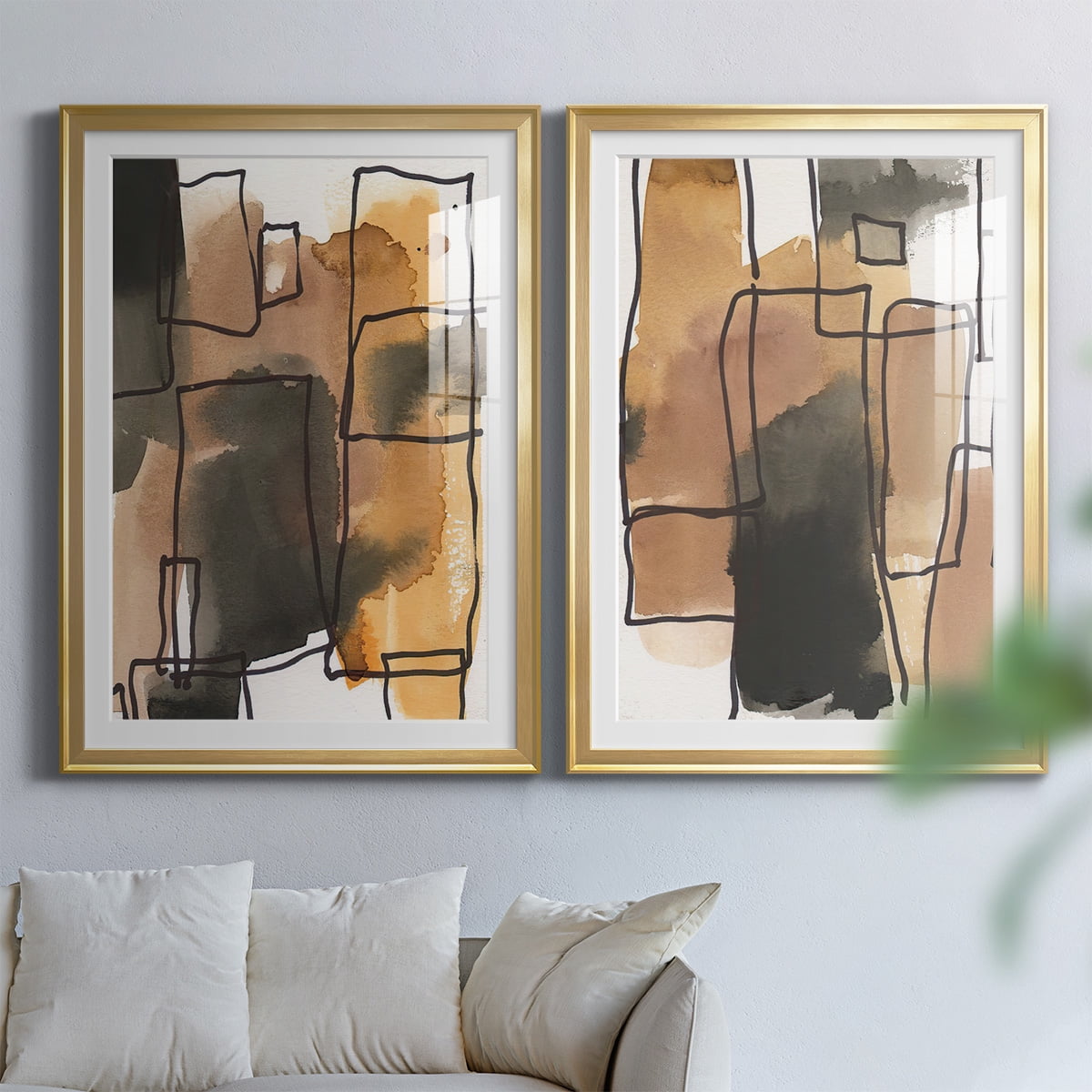 Wexford Home Retro Vibe I Premium Framed Print, 22.5" x 30.5" - Ready to Hang, Gold (Set of 2)