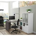 thumbnail image 3 of Bestar i3 Plus L-Desk with Frosted Glass Door Hutch in Bark Gray & White, 3 of 5
