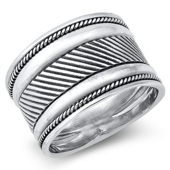Sterling Silver Patterns Rope Bali Ring Size 11