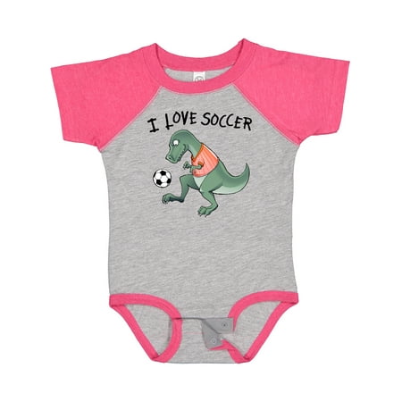 

Inktastic I Love Soccer-Dinosaur in Orange Boys or Girls Baby Bodysuit