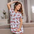 thumbnail image 3 of Fotbe Cartoon Lobsters 1 Pattern Women's Cotton Nightgown Sleepwear Short Sleeves Shirt Casual Print Sleepdress, 3 of 6
