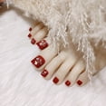 thumbnail image 4 of 24 Pcs Faux Ongles d'Orteils Rouges Brillants Scintillants, Faux Ongles Portables pour Femmes et Filles, Colle, 4 of 7
