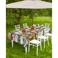 thumbnail image 4 of Hokiten Outdoor Tablecloths with Umbrella Hole & Zipper, Coffee Check Plaid Rectangle Tablecloth 52x70 Inch, Brown Watercolor Farmhouse Waterproof Table Cloth, Patio/Pool/Picnic Table Covers, 4 of 7