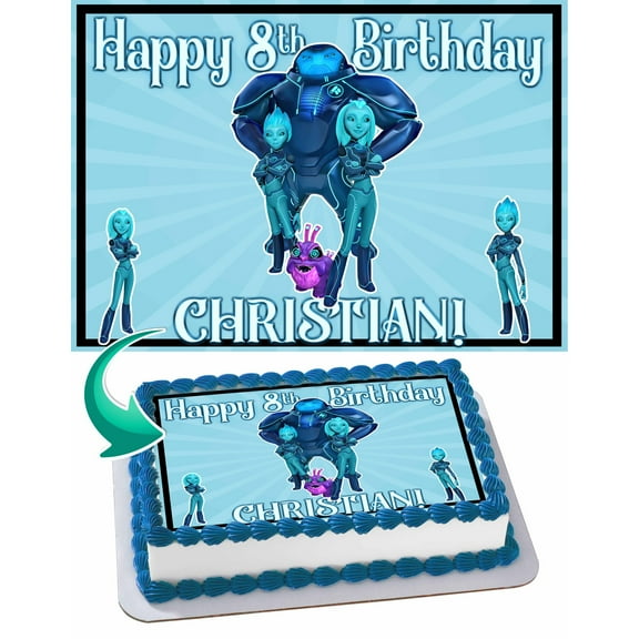 SugarMeLicious 3Below Edible Cake Image Topper,  Personalized 1/4 Sheet Birthday Cake Banner for Parties and Celebrations