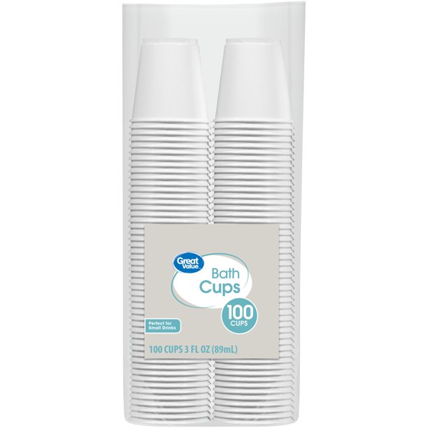 Great Value Plastic Bath Cups, 3 oz, 100 Count