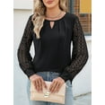 thumbnail image 4 of Womens Long Sleeve Shirts Lace Tops Business Casual Fall Fashion Outfits Clothes Knitted Y2k Blouses, 4 of 7