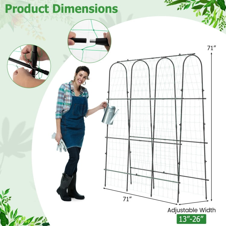 Canddidliike 71 x 71 Inch U-Shaped Tall Garden Arched Trellis for Climbing Plants, Large Size and U-Shaped Design, Plant Supports for Outdoor, Black