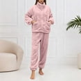 thumbnail image 2 of SUYIDA Winter Pijama Women,Stand Collar Thermal Pajama Set Cozy Winter Sleepwear Home Loungewear Outfit Soft Comfortable Nightwear For Ladies - Pink, 2 of 3