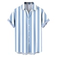 thumbnail image 7 of CHUMUD Men's Beach Shirt Short Sleeve Casual Striped Top Summer Vacation Fashion Tee (Avail for Big & Tall), 7 of 7