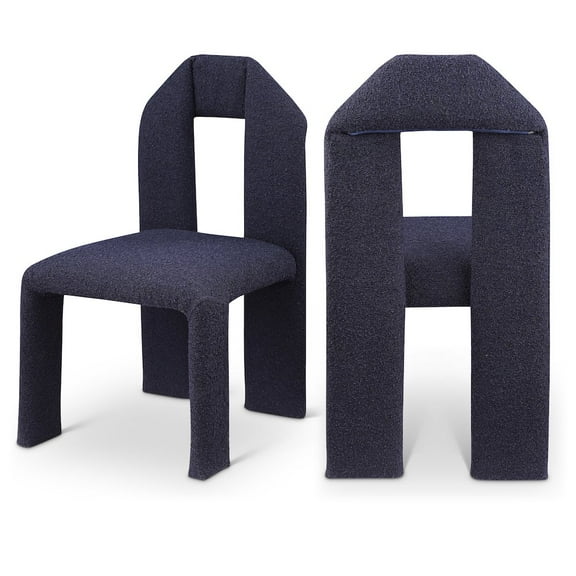 Meridian Furniture Bennett Navy Boucle Fabric Dining Chair (Set of 2)