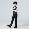 thumbnail image 4 of Nafuu Boys Outfits Set Crew Neck Shiny Solid Vest Trouser For Long Sleeve Vest Pants Holiday Performance Outfit Versatile Home Boys Matching Outfits,Black,3-4 Years, 4 of 4