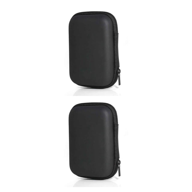 Sidaley Estuche de transporte portátil para auriculares con cremallera, caja de almacenamiento para auriculares con cable, organizador, bolsa de Negro 2piezas