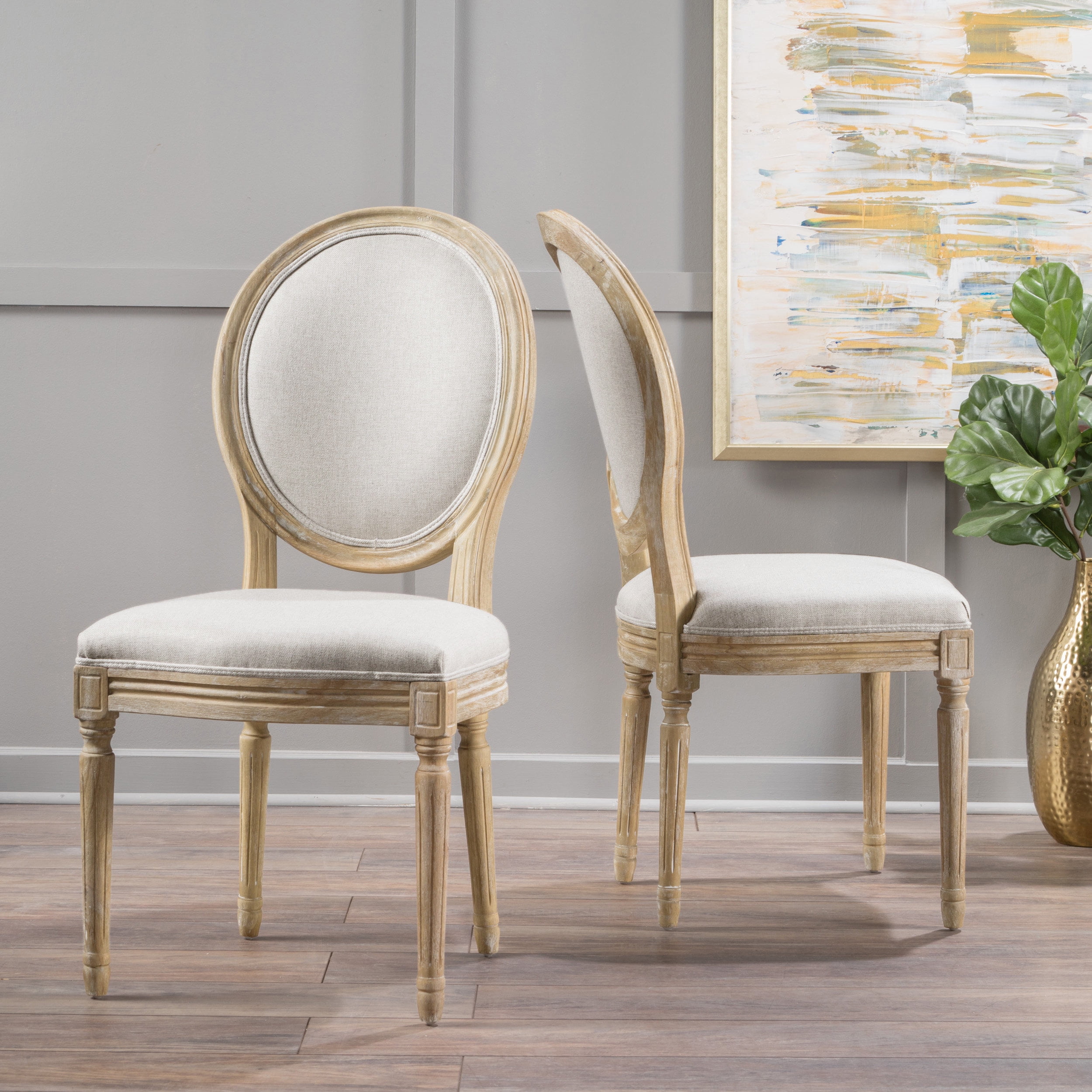 Woven Paths Phinnaeus Indoor Rustic Fabric Dining Chairs, Set of 2, Natural