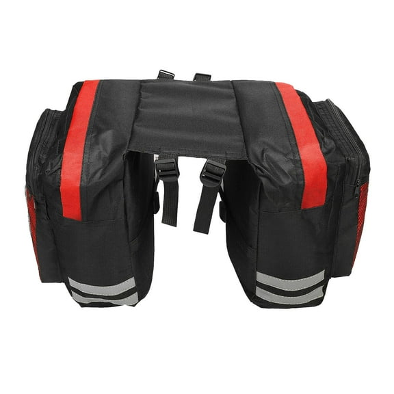 Double Pannier Water-Resistant Side Bags Large Compartments Quick Release for Cargo Rear Rack Saddle Bag Pannier Rack Bike Bag - Red