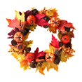 thumbnail image 2 of Halloween Decor Fall Wreaths for Front Door, Wreaths with Pumpkin Maple Leaves Halloween Decorations Outdoor Indoor, Wreath Ornaments for Centerpiece Wall Party Room Decor, Fall Decorations(J), 2 of 4