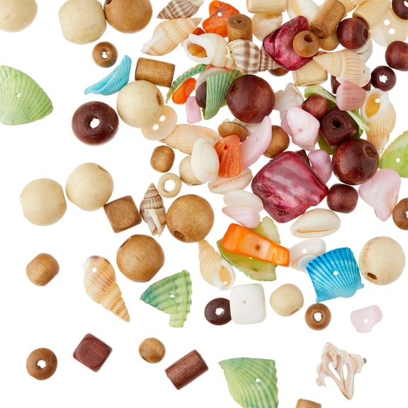 Bead Landing Assorted Shell and Wood Bead Mix, 12 Pack