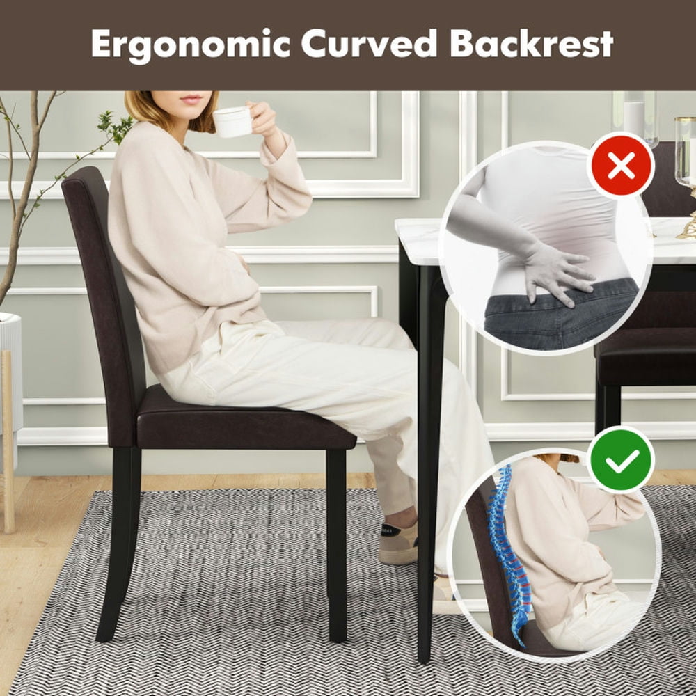 Demi Bonn Set of 4 Dining Chair Upholstered Kitchen Chairs with Wood Frame for Dining Room Living Room, Brown