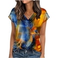thumbnail image 2 of T-Shirt for Women V Neck Short Sleeve Fashion Graphic Print Abstract Art Style Loose Fit Breathable Summer Tops Casual Streetwear Apparel, 2 of 6
