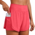 thumbnail image 4 of Arlun Athletic Running Shorts for Women 2 in 1 Stretch High Waisted Workout Gym Yoga Dolphin Shorts Lightweight Breathable Quick Drying Sports Short Pants with Lined Pockets 1-Hot Pink M, 4 of 7