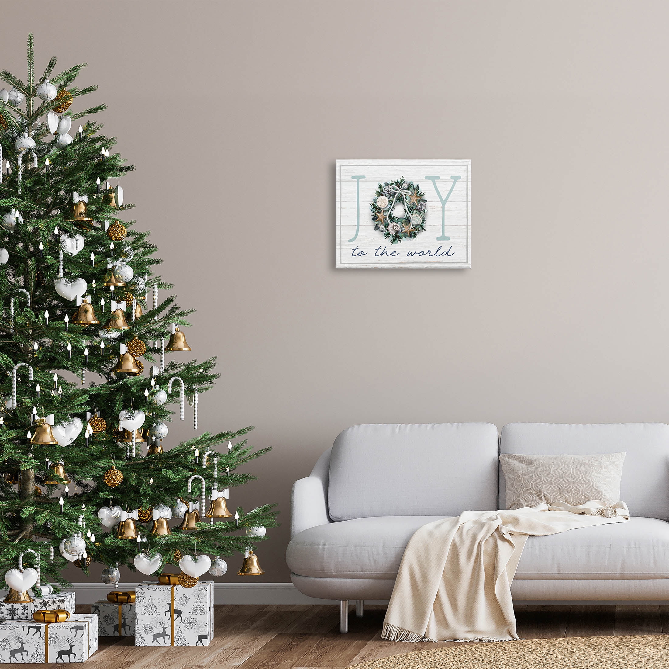 Stupell Industries Joy To The World Nautical Wreath Graphic Art Gallery Wrapped Canvas Print Wall Art, Design by Elizabeth Tyndall