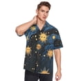 thumbnail image 5 of Sun in Blue and Black Men's Hawaiian Wrinkle Free Button Down Short Sleeve Shirt Casual Shirts Beach Shirts, 5 of 8