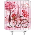 thumbnail image 3 of Valentine''s Day Shower Curtain Pink Romantic Heart Tree Eiffel Tower Balloon Bike Sweet Love for Lover Couple Creative Bathroom Decor Fabric Curtain with Hooks, 3 of 6
