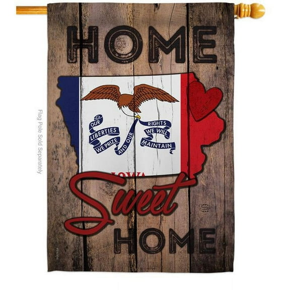 Ornament Collection H191129-BO 28 x 40 in. State Iowa Home Sweet American State Vertical House Flag with Double-Sided Decorative Banner Garden Yard Gift