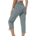 thumbnail image 2 of QATAINLAV Capris de Randonnée pour Femmes avec Poches Été Cargo Légers Pantalons Capri de Voyage Unis Décontractés Bas Resserré Pantalons de Survêtement Raccourcis Soldes du Jour Gris TTG, 2 of 8