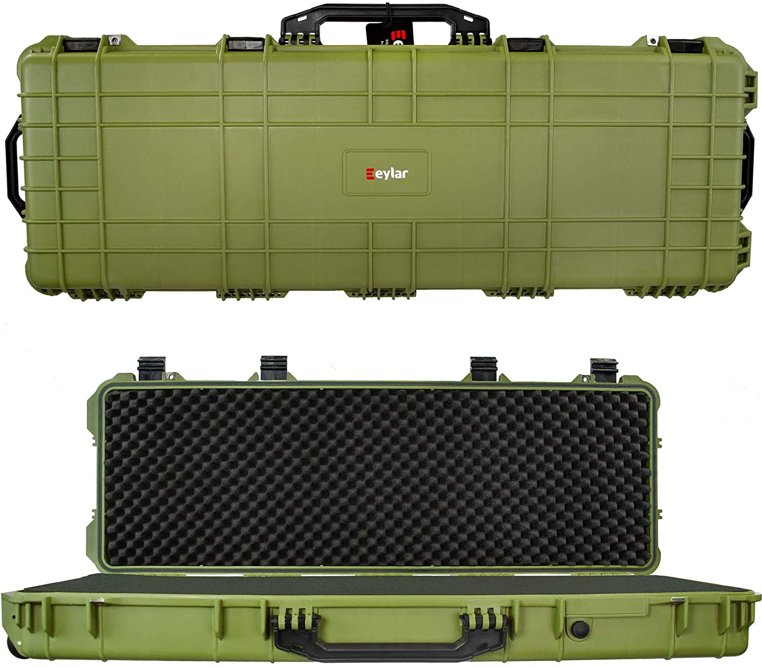 Photo 1 of 53 Inch Eylar Roller Tactical Rifle Hard Case with Foam, Mil-Spec Waterproof Crushproof, Two Rifles Or Multiple Guns, Pressure Valve with Lockable Fittings Green