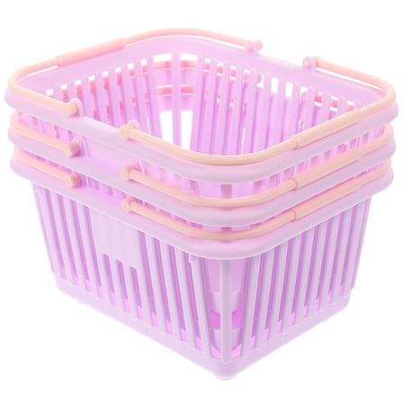 SEWACC 3Pcs Lavender Square Plastic Storage Basket for Toilet Organizer Baskets in Bathroom