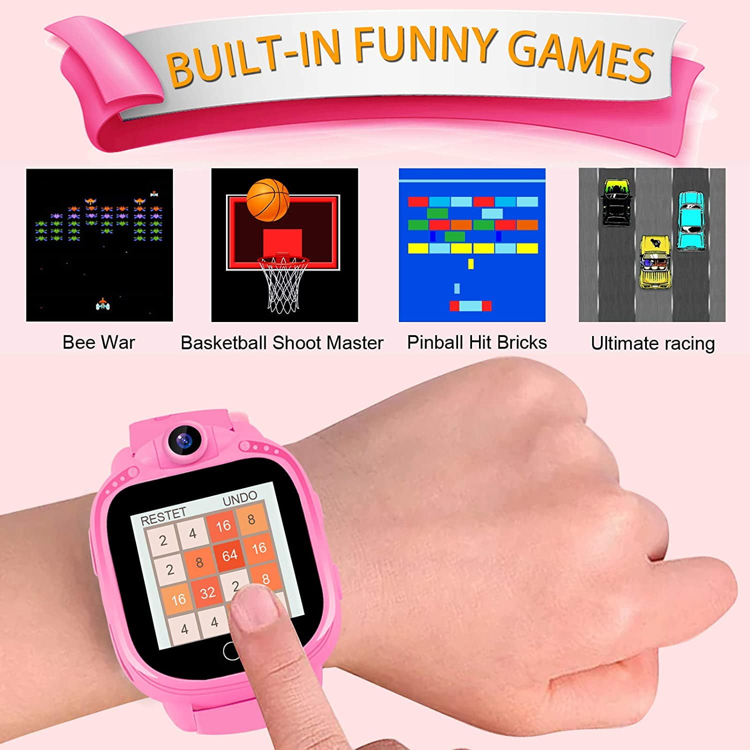 Prograce Kids Watch Digital Camera Watch with Games Music Player Pedometer Step Count FM Radios Flashlights Smart Watch Touchscreen for Girls