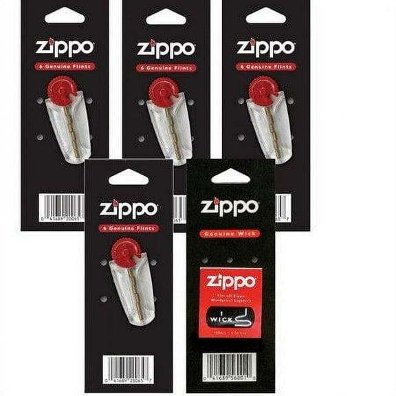 Zippo Lighter 4 Flint card (24 flints) & 1 wick card