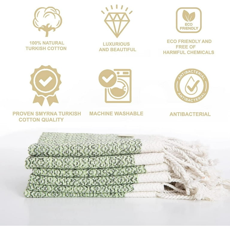 SMYRNA TURKISH COTTON Kitchen Dish Towels Pack of 6 | 100% Natural  Cotton,12x12 Inches | Machine Washable Wash Cloths | Ultra Soft, Absorbent