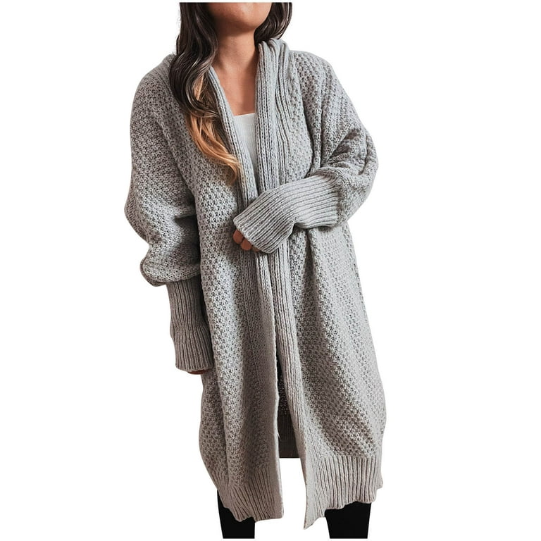 cllios Women's Long Cardigan Sweater Open Front Long Sleeve Oversized  Chunky Knit Sweaters Baggy Comfy Outwear 